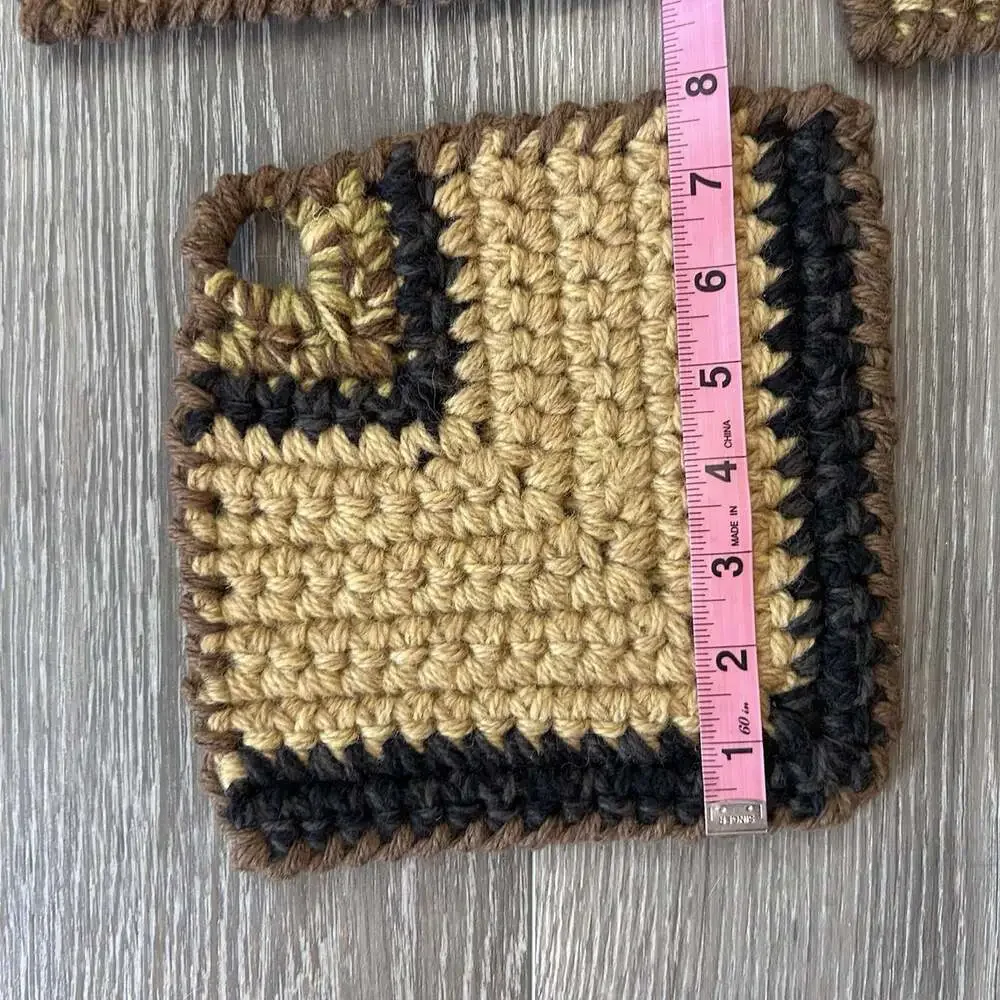 Vintage Crochet Wool Retro 70’s Boho Wall Decor Potholders Trivet Hot Plate